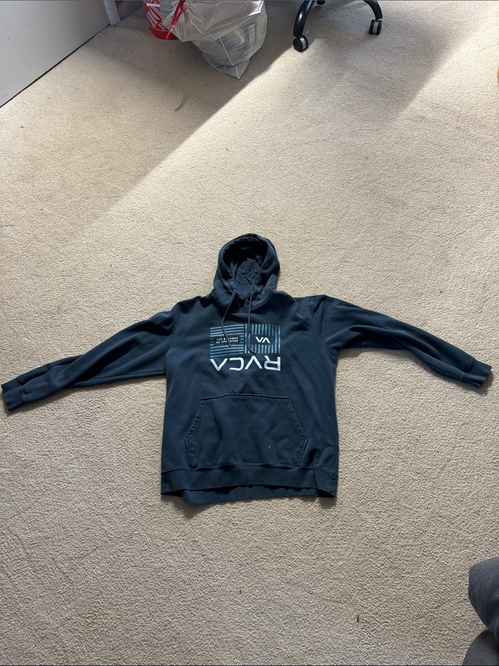 RVCA Black Pullover Hoodie with Graphic Logo